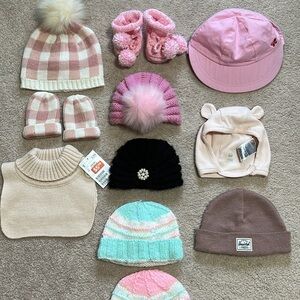 Baby Girl 0-12 months Hat Bundle (Gap, Herschel, H&M, InidigoBaby, ToysRUS$